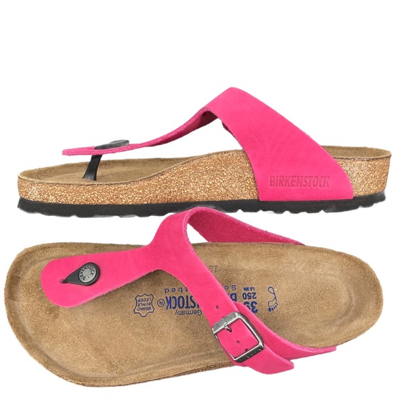 Birkenstock Shoes - EUC Birkenstock Women's Gizeh Thong Slip On Sandal Size 39 Fuchsia Pink Leather